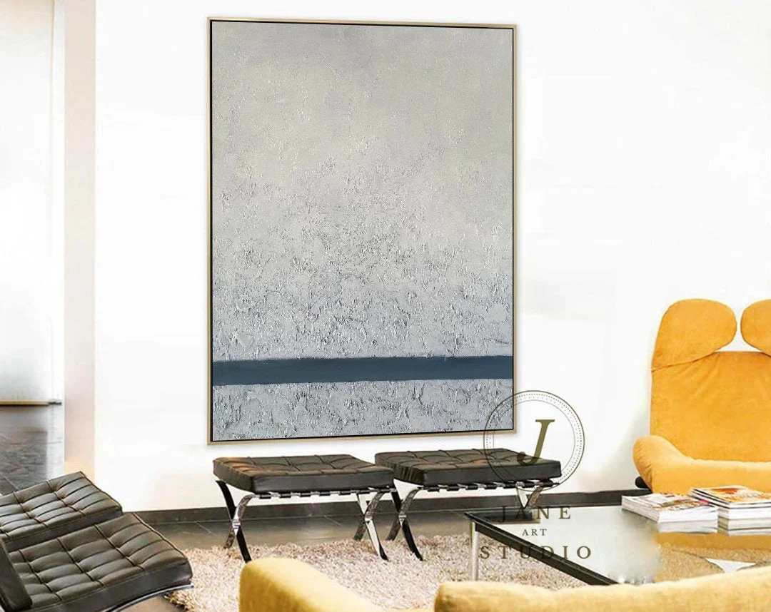 Abstract Original Handmade Painting Acrylic Gray Abstract Canvas Artwork QD6DF